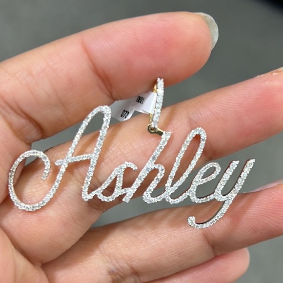 10k solid REAL gold custom pendant ASHLEY name REAL Diamonds, Free appraisal, - Picture 4 of 5